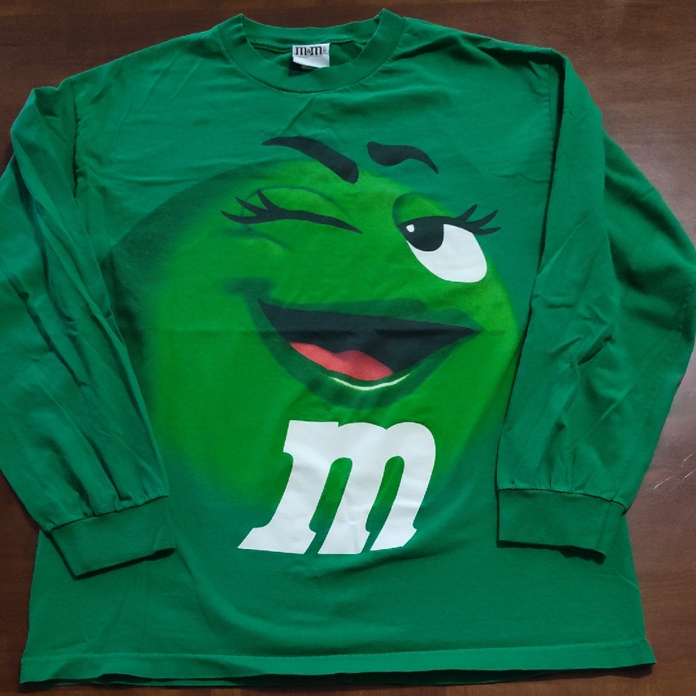 Vintage M&M'S Green Crew Neck Shirt Wink M&M Large